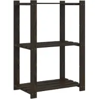 vidaXL Support de rangement à 3 niveaux noir 60x38x90 cm bois pin
