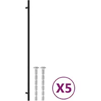 vidaXL Poignées de meubles 5 pcs. noir 480 mm acier inoxydable