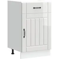 vidaXL Armoire basse de cuisine Lucca Blanc brillant Matériau dérivé du bois