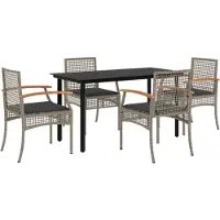 vidaXL Ensemble de jardin 5 pièces avec coussins Gris Poly rotin