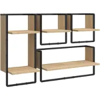 vidaXL Ensemble d'étagères murales avec barres 4 pcs chêne sonoma