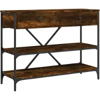 vidaXL Table console avec tiroirs et étagères chêne fumé