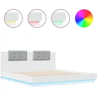 vidaXL Cadre de lit avec tête de lit et lampes LED blanc 200x200 cm