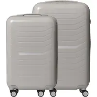 Relaxdays Ensemble de valises , 2 pièces, 4 roulettes, coque rigide, 2 tailles, poignée télescopique, serrure à combinaison TSA, valises de voyage, beige