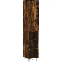 vidaXL Highboard chêne fumé 34,5x34x180 cm bois composite