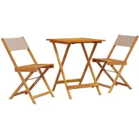 vidaXL Ensemble Bistro 3 pièces taupe tissu et bois massif