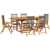 vidaXL Ensemble de jardin 7 pièces polypropylène et bois massif gris