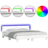 vidaXL Cadre de lit avec tête de lit et éclairage LED blanc 160x200 cm