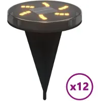 vidaXL Lampes solaires au sol avec piquet de terre 12 pcs. Blanc chaud