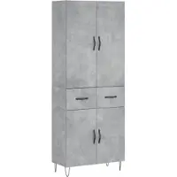 vidaXL Highboard gris béton 69,5x34x180 cm Bois composite