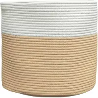 vidaXL Panier de rangement beige et blanc Ø40x35 cm coton