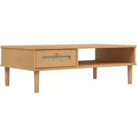vidaXL Table basse SENJA aspect rotin brun 100x55x33 cm bois de pin
