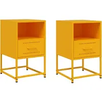 vidaXL Tables de chevet 2 pcs jaune moutarde 36x39x60,5 cm acier
