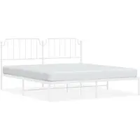 vidaXL Cadre de lit avec tête de lit en métal blanc 160x200 cm