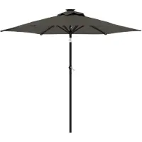 vidaXL Parasol avec LED et mât en acier anthracite 225x225x212 cm
