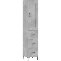 vidaXL Highboard gris béton 34,5x34x180 cm Bois composite