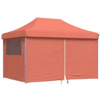 vidaXL Tente de réception pliante Pop-Up avec 4 panneaux latéraux rouge terracotta