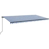vidaXL Auvent manuel rétractable avec LED 600x350 cm Bleu et blanc