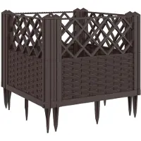 vidaXL Jardinière avec piquets marron 43,5x43,5x43,5 cm PP