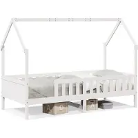 vidaXL Lit d'enfant Lit de maison blanc 90x200 cm pin massif