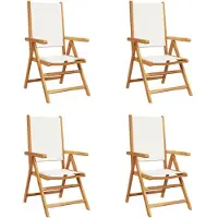vidaXL 3214538, Terrasse, Assise rembourrée, Acacia, Polyester, Crème, Blanc, 110 kg, 570 mm