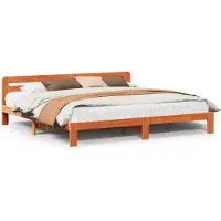 vidaXL Lit en bois massif sans matelas pin brun cireux 200x200
