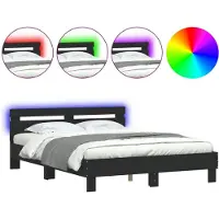 vidaXL Cadre de lit avec tête de lit éclairage LED noir 140x190 cm
