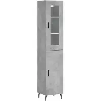 vidaXL Highboard gris béton 34,5x34x180 cm Bois composite