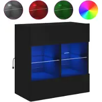 vidaXL Armoire TV murale avec lampes LED Noir 58,5x30x60,5 cm