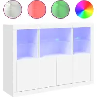 vidaXL Sideboards avec lampes LED 3 pcs. Blanc Bois composite