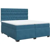vidaXL Lit boxspring avec matelas bleu 200x200 cm velours
