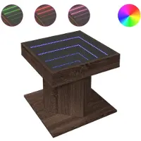 vidaXL Table basse LED marron imitation chêne 50x50x45 cm Matériau dérivé du bois