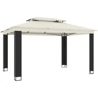 vidaXL Pavillon avec double toit Crème 3,94x2,96 m Acier