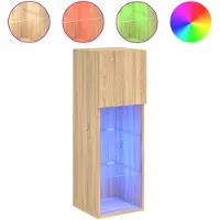 vidaXL Armoire TV avec lampes LED Chêne Sonoma 30,5x30x90 cm