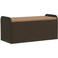 vidaXL Banc avec espace de rangement & coussins Marron 115x51x52 cm Poly rotin
