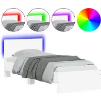 vidaXL Cadre de lit avec tête de lit et lampes LED blanc 90x200 cm