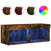 vidaXL Armoire TV avec lampes LED chêne fumé 80x30x30 cm