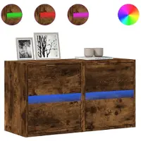 vidaXL Armoires murales TV Éclairage LED 2 pcs. Chêne fumé 41x31x45 cm