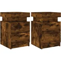 vidaXL Tables de chevet avec lumières LED 2 pcs chêne fumé 35x39x55 cm