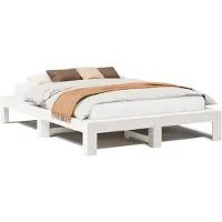 vidaXL Lit en pin massif sans matelas blanc 150x200 cm