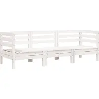 vidaXL Canapé de jardin 3 places blanc pin massif