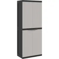 vidaXL Armoire de jardin Gris et noir 65x37x165 cm PP