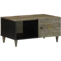 vidaXL Table basse gris clair 80x50x40 cm bois massif mangue