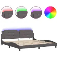 vidaXL Sommier avec LED sans matelas « Zadar » gris 200 x 200 cm