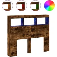 vidaXL Tête de lit LED avec étagères Chêne fumé 120x17x102 cm