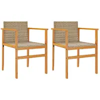 vidaXL Chaises de jardin avec coussins 2 pcs. Beige Poly Rotin Massif