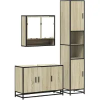 vidaXL Ensemble de meubles de salle de bain 3 pièces en bois composite chêne Sonoma