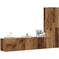 vidaXL Armoires murales TV 3 pcs. Aspect vieux bois Matériaux dérivés du bois