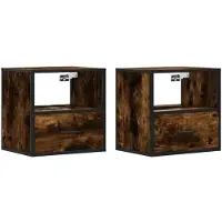 vidaXL Tables de chevet murales 2 pcs Chêne fumé 40x31x39,5 cm