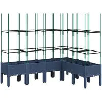 vidaXL Jardinière avec treillis bleu gris 160x120x142,5 cm PP